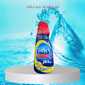 Xà Phòng Rửa Bát Finish All In 1 Max Dạng Gel Chai 1 Lít Chuyên Dùng Cho Máy Rửa Bát