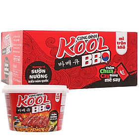 Thùng Mì Cung Đình Kool BBQ Sườn Nướng Kiểu Hàn Quốc (99g x 12 hộp)