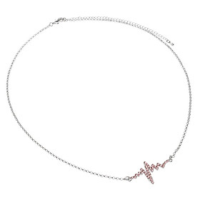 Creative Heartbeat Pendant Necklace Chain Women Jewelry #1 Silver-Red