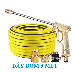 Bộ dây vòi xịt nước rửa xe, tưới cây ,tăng áp 3 lần,loại 3m,5m 206701-3 đầu đồng,cút đồng nối đồng nhựa+ đai