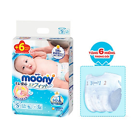 Tã Dán Cao Cấp Moony Nhật Bản S84 (84 Miếng) - Tặng 6 miếng trong gói
