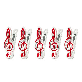 Hình ảnh 5 Pieces Music Note Clip Plastic Book Page Clip General Music Accessories 5 Colors