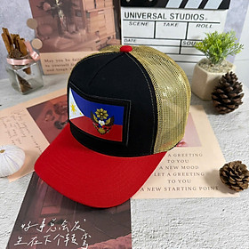 Nón kết, mũ lưới trai Cờ Philippines vải kaki phối lưới thời trang nam nữ, mũ chống nắng