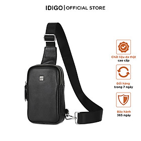 Túi đeo chéo trước ngực nam nữ, túi điện thoại da bò hai ngăn cá tính IDIGO MB1 - 6022