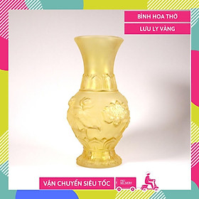 Mua Bình hoa lưu ly vàng mờ sen nổi nguyên khối thờ cúng - Nhiều cỡ