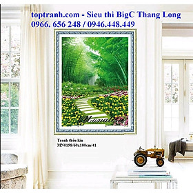 Mua Tranh thêu chữ thập cây trúc  trúc báo bình an MN0198 thêu kín  chưa thêu