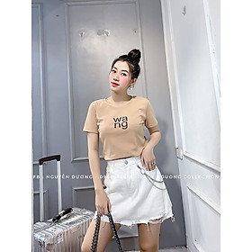 áo thun nữ croptop thêu chữ W.A.N.G chất cotton