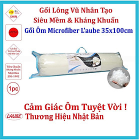 Gối ôm lông vũ nhân tạo siêu mềm khử mùi 35x100cm hiệu laube