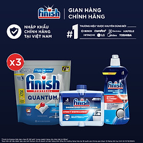 Combo Nâng Cao: 3 X Túi 21 Viên Nước Rửa Bát Powerball Quantum + Nước Làm Bóng Rinse & Shine Aid 500ml + Dung Dịch Vệ Sinh Máy Rửa Chén 250ml