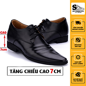 Giày tây nam da mềm, tăng bí mật 6-7cm, đế cao su khâu sẵng, size 39 đến 43