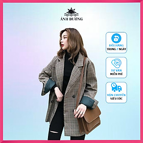 Áo khoác vest blazer nữ caro phong cách hàn quốc 2021 Ánh Dương Clothing M129, áo khoác nữ thu đông vải bố caro