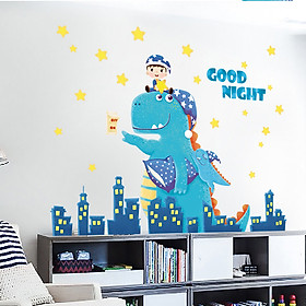 Decal dán tường chất liệu PVC loại 1 dày dặn, sắc nét,không độc hại, chuyên trang trí phòng khách, phòng ngủ, trang trí quán cafe,trang trí phòng ngủ cho bé-khủng long xanh- mã sản phẩm QR9090