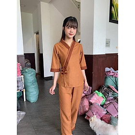 Đồ Lam Đi Chùa # Xéo Tim 3Nút Vải LiNen # Quần Áo Nữ # Đồ Bộ Nữ