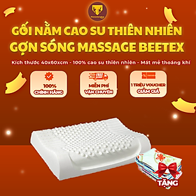 Gối cao su thiên nhiên Massage lượn sóng BEETEX ,thiết kế lượn sóng mang lại cảm giác thư giãn tối đa, hỗ trợ nâng đỡ vai gáy và cổ - Tặng kèm vỏ gối [Chính hãng - Cao Cấp]