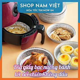 Đĩa Giấy Bạc Lót Nồi Chiên Không Dầu, Khay Bạc Nướng Thực Phẩm (Nhiều Cỡ)