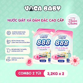 Combo 2 Túi Nước Giặt Xả 888 Hương Phấn Thơm Cao Cấp 3.2kg/túi