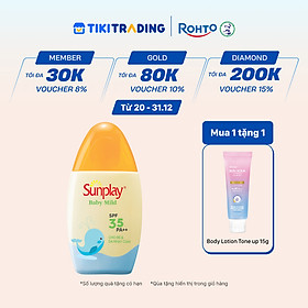 Kem chống nắng Sunplay cho bé từ 6 tháng tuổi và da nhạy cảm, dạng sữa Sunplay Baby Mild SPF 35, PA++ 30g