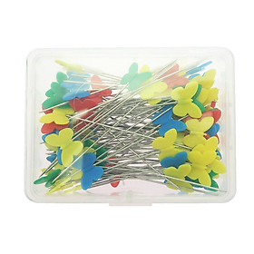 100 x Butterfly Flat Head Sewing Pins 52mm Long Quilting Dressmaking Serging
