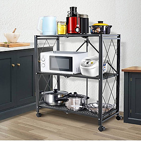 KỆ ĐỂ LÒ VI SÓNG 3 TẦNG GẤP GỌN BẰNG SẮT CÓ BÁNH XE DI CHUYỂN TIỆN LỢI