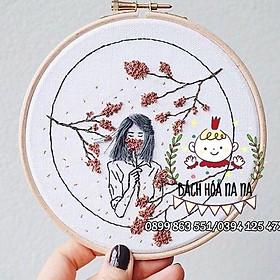 Mua HANDMADE Bộ Tranh Thêu Chữ Thập Thủ Công Họa Tiết Cô Gái Đáng Yêu- DIY kit tự thêu trang trí decor - bách hóa na na