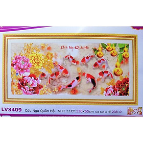 Mua Tranh thêu chữ thập Cửu Ngư Quần Hội LV3409 (130x65) chưa thêu