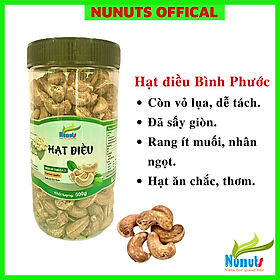 HẠT ĐIỀU CÒN VỎ LỤA NUNUTS ( 1 HŨ 500G, LOẠI 1, NGUYÊN HẠT )