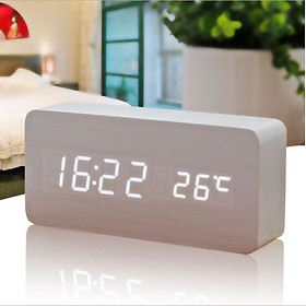 Đồng hồ gỗ LED ZAYTEN để bàn hình chữ nhật độc đáo, tiện dụng đo thời gian, nhiệt độ phòng - Tặng pin