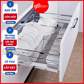 Mua Giá Bát Tủ Bếp Dưới  Kệ Chén Đa Năng NAN DẸT INOX 304 Ray Âm Giảm Chấn