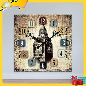 Đồng hồ Big Ben cổ điển, gỗ ép,- W1611