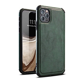 Ốp lưng da chống sốc dành cho iPhone 7  8  SE 2020  7 PLUS  8 PLUS  X  XS  XS MAX  XR  11  11 PRO  11 PRO MAX  12 MINI  12  12Pro  12 Pro Max - Hàng chính hãng - 11 Pro - Xanh rêu