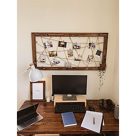 Mua Khung ảnh treo tường dạng lưới bằng gỗ thông Fego/ Giá treo ảnh tặng kèm kẹp gỗ Decor trang trí nhà cửa