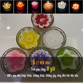 Mua Hộp nến 6 ly nhiều màu (9 giờ) - nến ly hoa hồng hoa cúc - cốc nến trang trí cao cấp candle shop