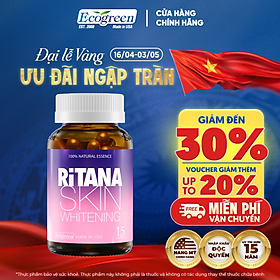 [Hộp 15v] Viên Uống Trắng Da Ritana Ecogreen Chứa Glutathione Mờ Sạm Nám, Chống Nắng Cho Da