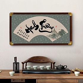 Mua Tranh thư pháp thủ công hình phiến diện (mặt quạt) đóng khung treo ngang 70x35cm