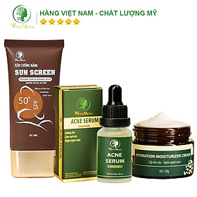 Bộ trắng da, sạch mụn, chống nắng cơ bản Wonmom ( 1 Kem cấp ẩm + 1 Serum mụn + 1 Kem chống nắng )