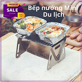Bếp nướng than hoa gấp gọn - Bếp nướng thịt BBQ Mini bằng thép không gỉ cho cắm trại ngoài trời, Có thể gấp gọn tiện dụng khi đi du lịch