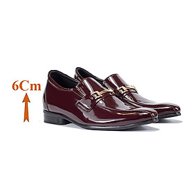 Giày Tăng Chiều Cao Nam T&TRA Tăng Cao 6Cm- S968 Đỏ Đô Da Bóng