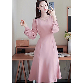 Đầm hồng form dài thắt eo