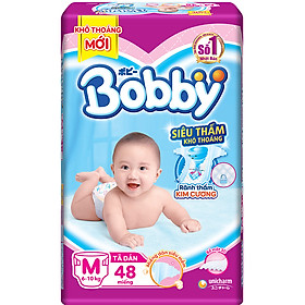 Tã Dán Bobby Siêu Mỏng Thấm Gói Lớn M48 (48 Miếng)