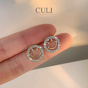 Khuyên tai bạc S925, hình mặt cười kết đá cute HT667- Culi accessories