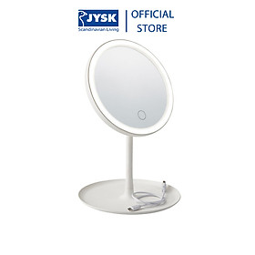 Gương viền led JYSK Vedum kim loại PVC trắng DK18xC28cm