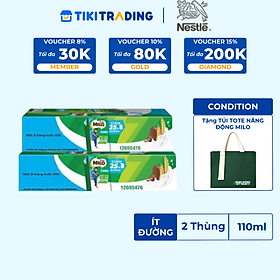 COMBO 2 Thùng 48 hộp sữa lúa mạch MILO ít đường 110ml (48x110ml)