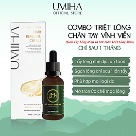 Hình ảnh Review Combo triệt lông vĩnh viễn UMIHA với Mỡ trăn nguyên chất U Minh Hạ và Kem tẩy lông UMIHA 85g an toàn tiết kiệm tại nhà