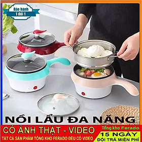 Nồi Lẩu Mini Đa Năng Kèm Giá Hấp Size 18cm, Nồi Lẩu Cầm Tay Mini Đa Chức Năng