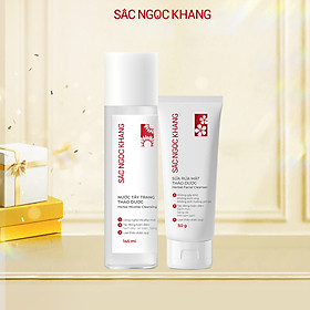 Bộ đôi làm sạch sâu Nước tẩy trang thảo dược 145ml và Sữa rửa mặt thảo dược 50g Sắc Ngọc Khang