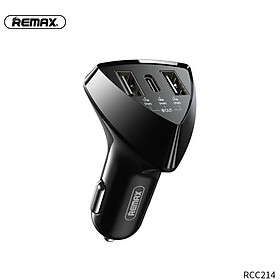 Củ Sạc Nhanh Cho Xe Hơi 3 Cổng Remax RCC-214 - Hỗ Trợ Sạc Nhanh 18W QC3.0 + PD - Tổng Công Suất Lên Đến 35W - Tương Thích Nhiều Thiết Bị - Hàng Chính Hãng
