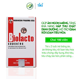 Viên uống TPCN BIOLACTO bổ sung vi khuẩn có lợi giúp cân bằng hệ vi sinh đường ruột,kích thích tăng cường tiêu hoá,hỗ trợ rối loạn tiêu hoá-chai 100 viên