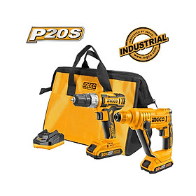 BỘ MÁY KHOAN VẶN VÍT VÀ MÁY KHOAN BÊ TÔNG 20V INGCO CKLI2008 - HÀNG CHÍNH HÃNG