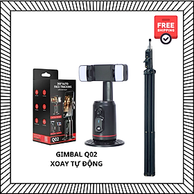 Gimbal xoay tự động Q02 kèm đèn và remote - Phụ kiện hỗ trợ quay vlog, video dễ dàng - Hàng chính hãng