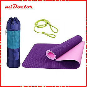 Thảm Tập YoGa, Gym miDoctor + Bao Thảm Tập Yoga + Dây Thảm Tập Yoga (Túi, Dây Giao Màu Ngẫu Nhiên)